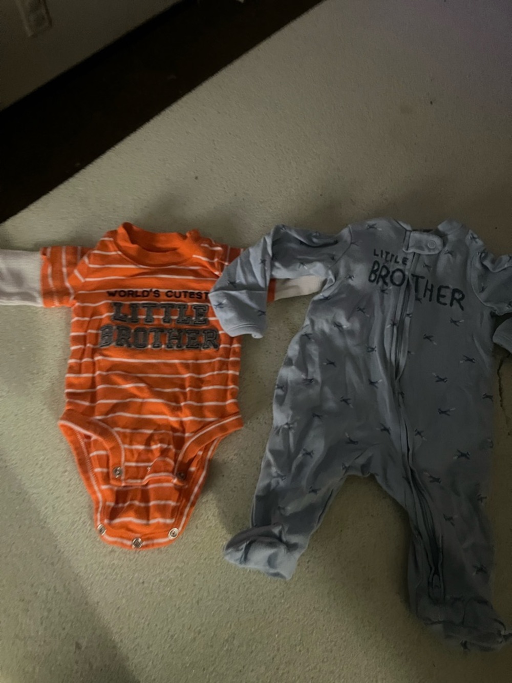 Little Brother Striped Orange One-Piece Bodysuit - Orange
